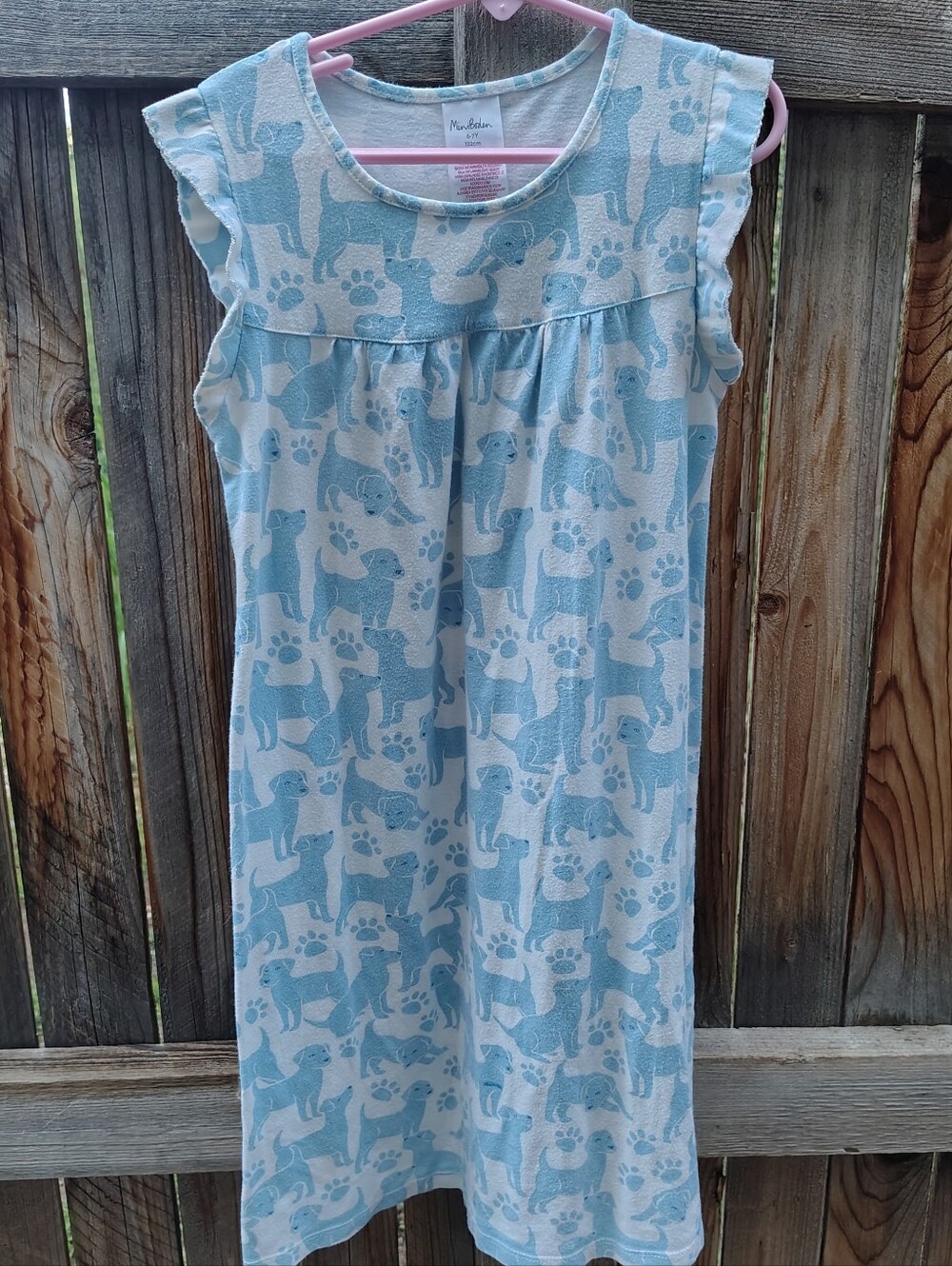 Mini Boden Dress size 6/7 Blue Dogs And Paw prints Design